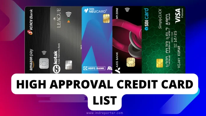 High Approval credit card list